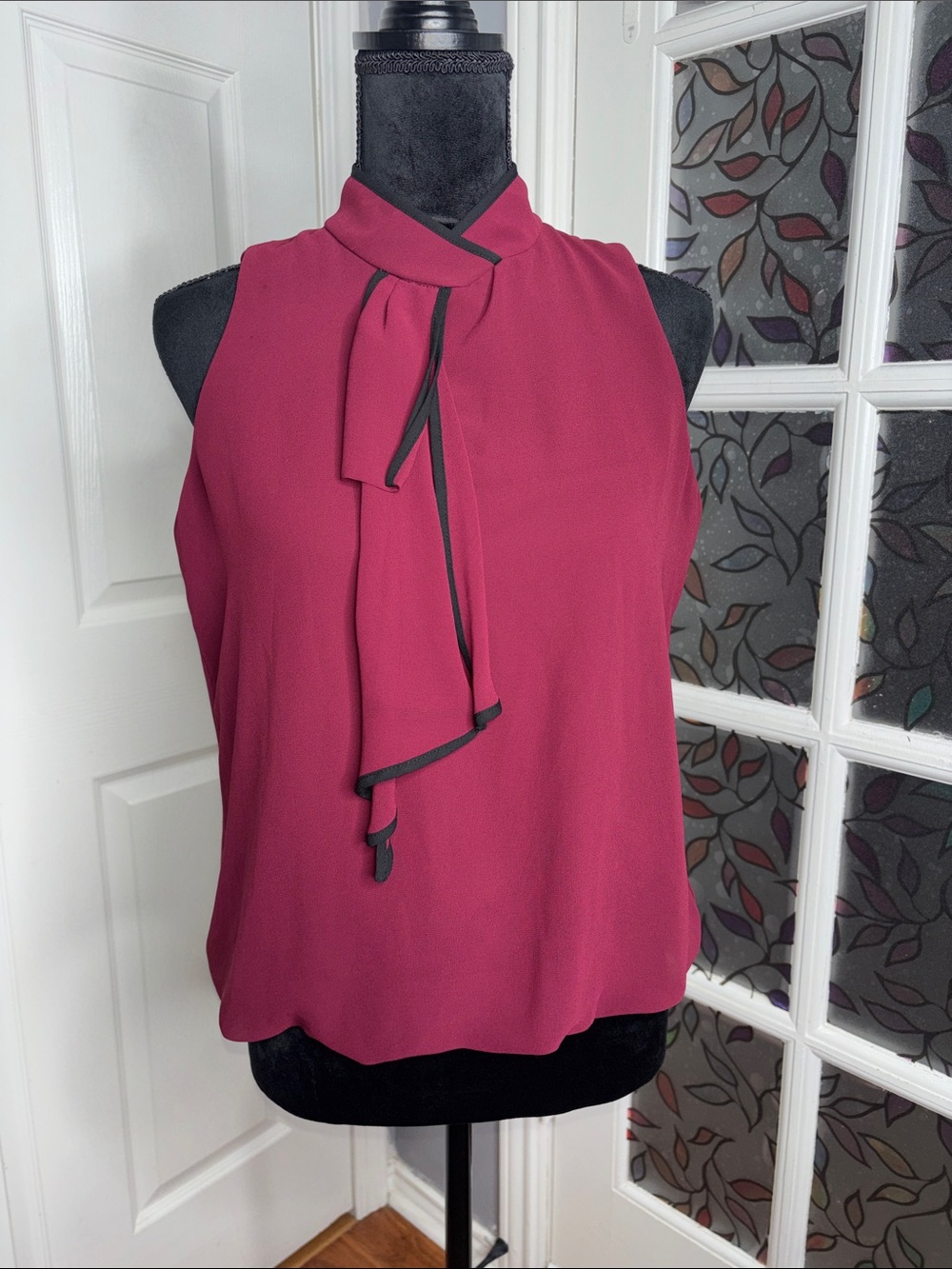 BCX Raspberry Pink Sleeveless Tie-Neck Camisole